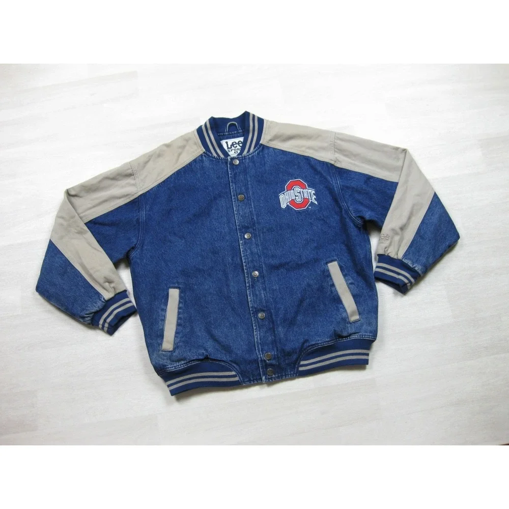 Vintage 90s Lee Sport Varsity Jacket Men's (L) Ohio State Buckeyes Denim